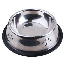 Khloe's - 6 Inch Stainless Steel Dog Feeding Bowl With Footprints